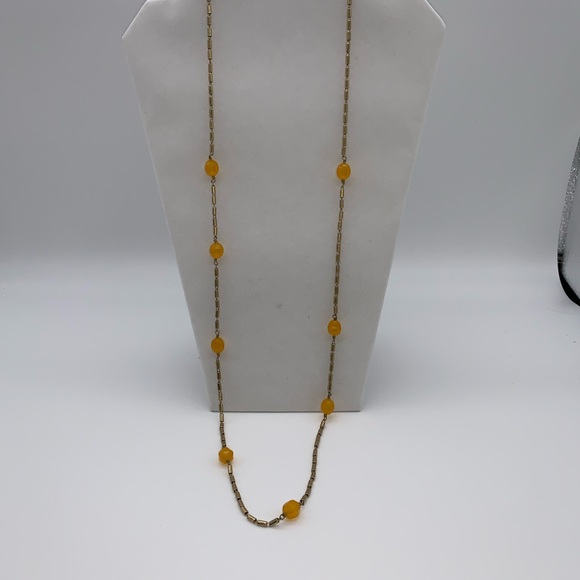 J. Crew Jewelry - J. Crew long orange & gold beaded necklace